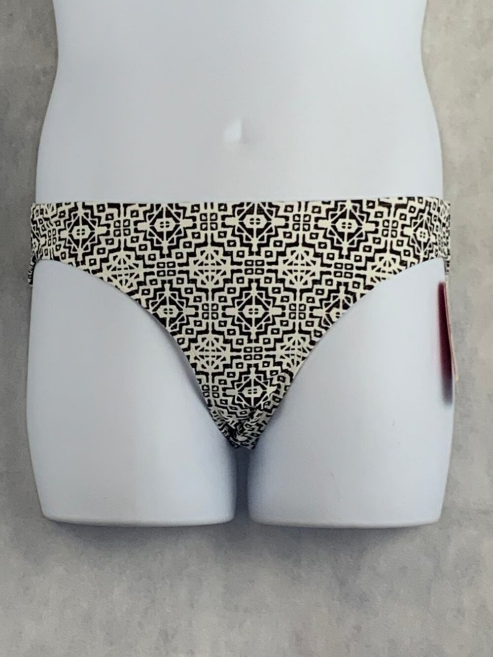Hula Honey Juniors Cheeky Bikini Swim Bottom, Black White Tribal, Large